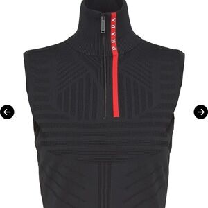 Prada Black and Red top Tech Rec Re-Nylon Piqué Sleeveless Top